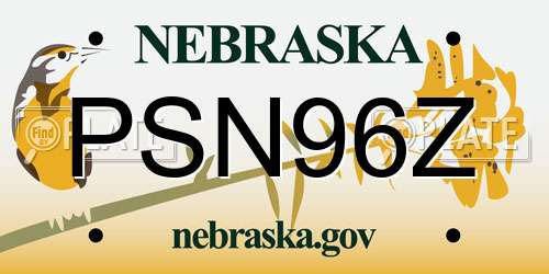 PSN96Z Nebraska License Plate