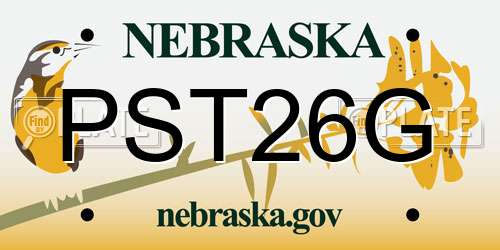 PST26G Nebraska License Plate