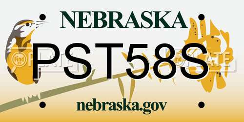 PST58S Nebraska License Plate