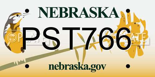 PST766 Nebraska License Plate