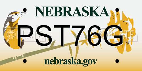 PST76G Nebraska License Plate