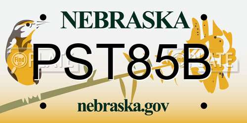 PST85B Nebraska License Plate