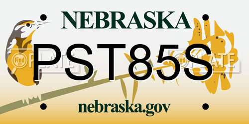 PST85S Nebraska License Plate