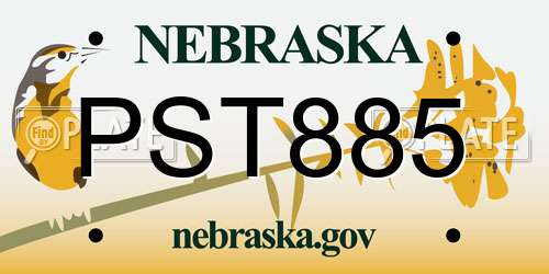 PST885 Nebraska License Plate