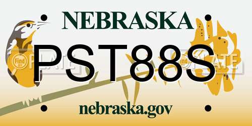 PST88S Nebraska License Plate