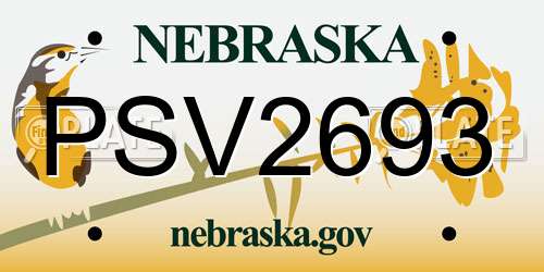 PSV2693 Nebraska License Plate