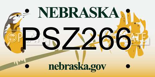 PSZ266 Nebraska License Plate