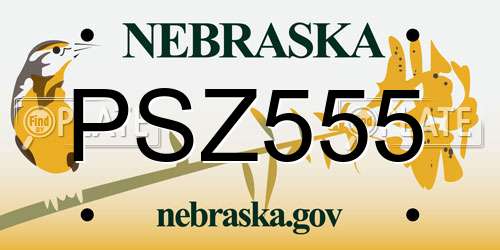 PSZ555 Nebraska License Plate