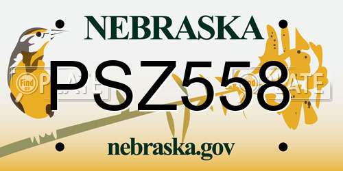 PSZ558 Nebraska License Plate