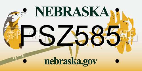 PSZ585 Nebraska License Plate