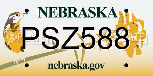 PSZ588 Nebraska License Plate