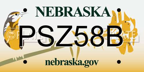 PSZ58B Nebraska License Plate