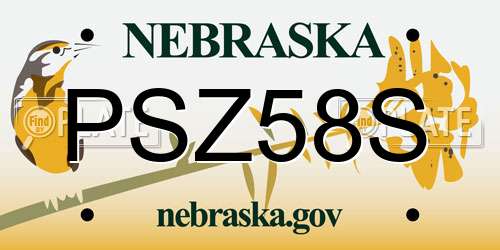 PSZ58S Nebraska License Plate