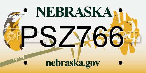 PSZ766 Nebraska License Plate