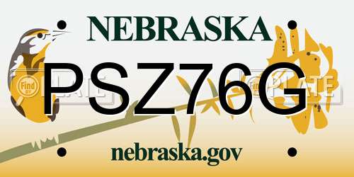 PSZ76G Nebraska License Plate