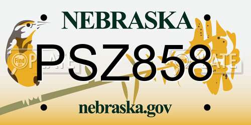 PSZ858 Nebraska License Plate