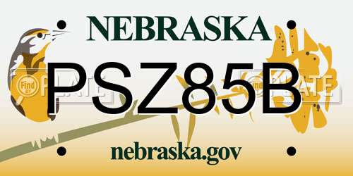 PSZ85B Nebraska License Plate