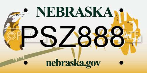 PSZ888 Nebraska License Plate