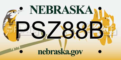 PSZ88B Nebraska License Plate