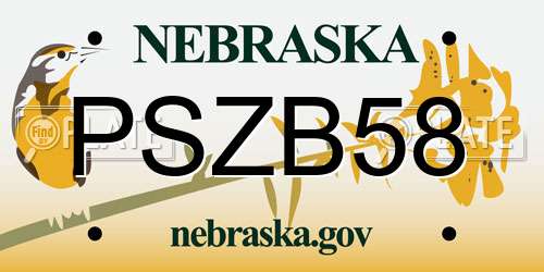 PSZB58 Nebraska License Plate