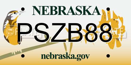 PSZB88 Nebraska License Plate