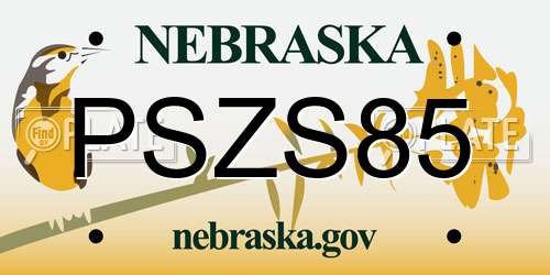 PSZS85 Nebraska License Plate