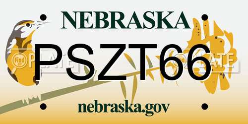 PSZT66 Nebraska License Plate