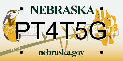 PT4T5G Nebraska License Plate