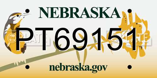 PT69151 Nebraska License Plate