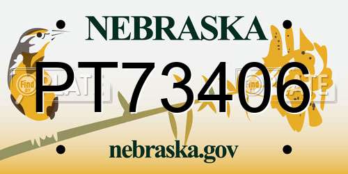 PT73406 Nebraska License Plate