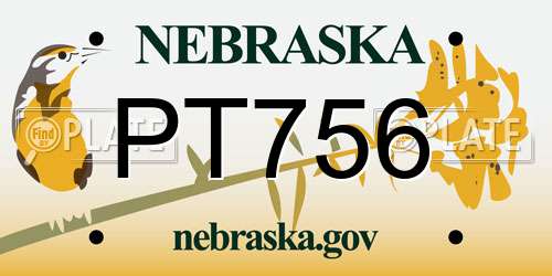 PT756 Nebraska License Plate