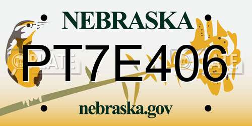 PT7E406 Nebraska License Plate