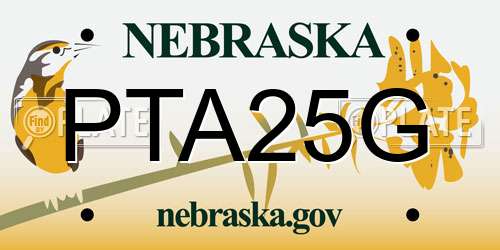 PTA25G Nebraska License Plate
