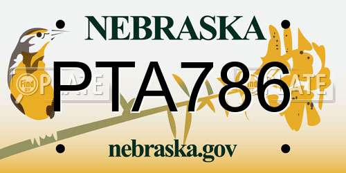 PTA786 Nebraska License Plate
