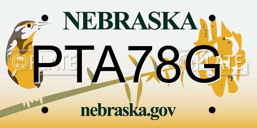 PTA78G Nebraska License Plate