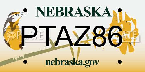 PTAZ86 Nebraska License Plate