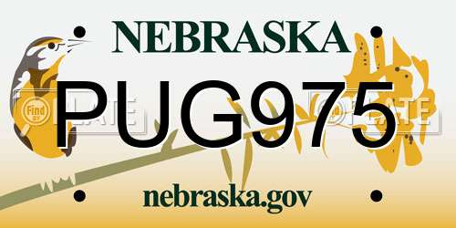 PUG975 Nebraska License Plate