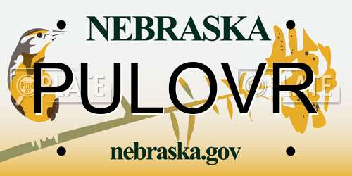 PULOVR Nebraska License Plate