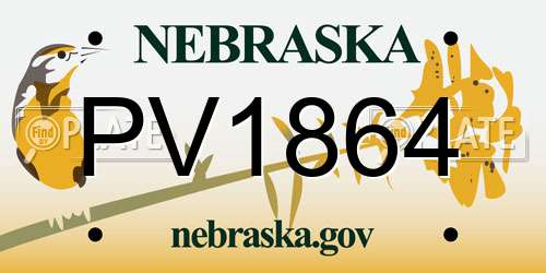 PV1864 Nebraska License Plate