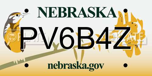 PV6B4Z Nebraska License Plate