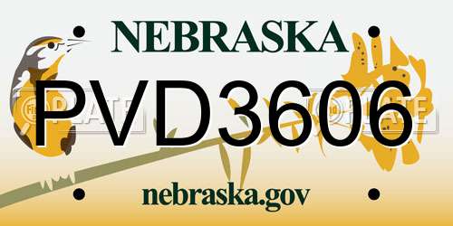 PVD3606 Nebraska License Plate