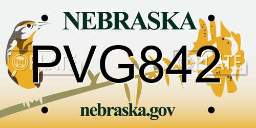PVG842 Nebraska License Plate