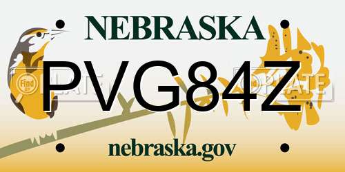 PVG84Z Nebraska License Plate