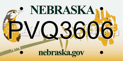 PVQ3606 Nebraska License Plate