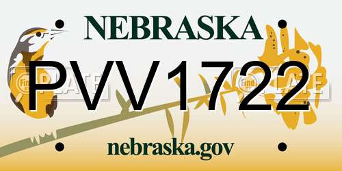 PVV1722 Nebraska License Plate