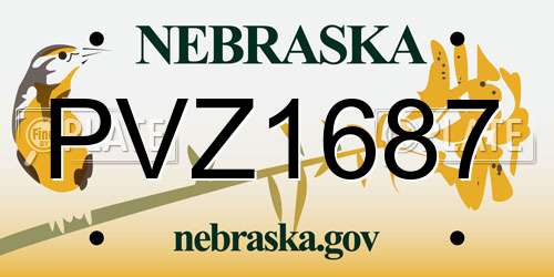 PVZ1687 Nebraska License Plate