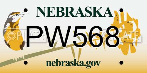 PW568 Nebraska License Plate