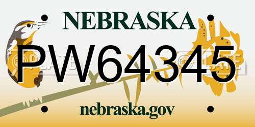 PW64345 Nebraska License Plate