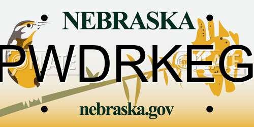 PWDRKEG Nebraska License Plate