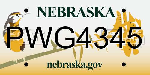 PWG4345 Nebraska License Plate